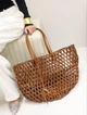 Жіноча сумка шоппер Saint Laurent Panier Medium Beaded Tote коричнева плетена з дерев'яних намистин - зображення 2