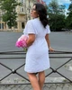 Платье женское из хлопковой прошвы с V-образным вырезом резинкой на спинке и подкладкой G&M k-131180 50-52 Размер цвет белый - зображення 4
