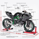 Chiyumoxing 1:6 Kawasaki H2R Модель мотоцикла, електричний спрей для вихлопних газів Модель автомобіля зі сплаву іграшка, подарунок для хлопчиків - изображение 5