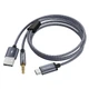 Автомобільний аудіокабель CABLE CREATION AUX з двома входами для зарядки та музики Type-C - 3,5 мм, 1,2 метра, сумісний з Apple 15, Huawei Mate60, кабель для підключення динаміка телефону та передачі даних - изображение 6