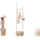 Підлогова шафа Milin, пересувна кремова полиця для зберігання одягу з колесами для спальні, вішалка для білого пальта та капелюхів - изображение 3