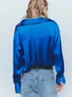 Сорочка вільного крою з широкими манжетами синя Zara розмір XS - изображение 2