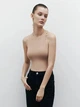 Боді еластичне з коміром-халтер бежеве Zara розмір L - зображення 1