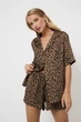 Женская пижама с шортами Aruelle Kaya pajama short XS коричневый леопардовый принт - изображение 2