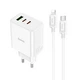 Зарядний пристрій для телефону Hoco C126A Pure power PD40W трипортовий (2C1A) білий (C126A) - зображення 1