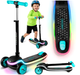 Трехколесный самокат с LED подсветкой 20 режимов для детей до 35 кг Ricokids бирюзовый - изображение 1