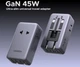 Дорожній адаптер UGREEN GaN 45W Travel 2 USB Ports 2 Type-C сумісний з більш ніж 150 країнаx ідеальний для подорожей та туризму - зображення 1