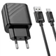 Мережевий зарядний пристрій з кабелем HOCO CS21A Rich single port QC3.0 charger set (Type-C)(EU) Black - зображення 6