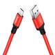 Кабель HOCO X14 USB to Micro 2,4A, 1m, nylon, aluminum connectors Black-red - изображение 4