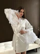 Атласный комплект пеньюар с халатом с объемными рукавами Swan L - изображение 7
