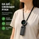 Складной Турбо вентилятор портативный, 5 скоростей, LED дисплей, USB Type-C, настольный и ручной 2 в 1 с ремешком на шею, черный - изображение 5