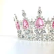 Корона на торт серебро с розовым камешком 12см - изображение 2