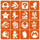 Набор трафаретов для био-тату Super Mario 16 шт 6х6 см бумага безопасные для кожи - изображение 1