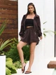 Легкий костюм двійка з шортами та широкою зіп сорочкою casual ISSA PLUS 15808 S темно-коричневий (issa2007682843206) - зображення 4