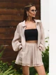 Легкий костюм двійка з шортами та широкою зіп сорочкою casual ISSA PLUS 15808 S бежевий (issa2007682843176) - зображення 1
