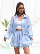 Легкий костюм двійка з шортами та широкою зіп сорочкою casual ISSA PLUS 15808 S блакитний (issa2007682843183) - зображення 1