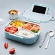 Ланч-бокс MAXCOOK 304 з нержавіючої сталі, надзвичайно великий та глибокий, 4-секційний, для студентів, 1,6 л, з посудом та мискою для супу MCFT8789 - зображення 5