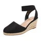 Женские босоножки-эспадрильи DREAM PAIRS на танкетке и закрытым носком 39-40 (26см) Черные - изображение 2