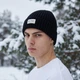 Шапка бини для девушки и парня принт No paint черная демисезонная вязаная акриловая One size теплый головной убор - изображение 1