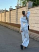Костюм жіночий брючний з шовку молочного кольору 38744 42/46 - зображення 6