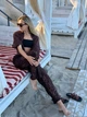 Брюки женские из гипюра с шортами коричневого цвета 38731 42/48 - изображение 6