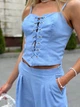 Жіночий літній костюм (топ на шнурівці+брюки) Uaclothes 42-44 Блакитний (like38785-192201349) - изображение 3