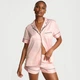 Пижама с шортами Victoria's Secret Signature Satin Short Pajama Set Embroidered Collar Print - Размер M - изображение 1