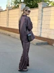 Костюм женский брючный из шелка коричневого цвета 38746 48/52 - изображение 5