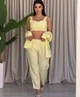 Жіночий однотонний лляний костюм (сорочка+топ+брюки) Uaclothes 48-50 Жовтий (like38802-192371371) - изображение 2