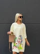 Хлопковое платье-футболка с рисунком молочного цвета 38806 One Size - изображение 4