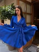 Сукня шовкова мiнi на запах синього кольору 38796 42/46 - зображення 2