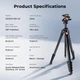 Алюминиевый штатив для камеры, смартфона, планшета K&F Concept А305A3+BH-40 (высота 1,87м, грузоподъемность 10кг) (KF09.171) - изображение 6
