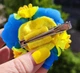 Заколка для волосся Квітка жовто-синя українська - зображення 2