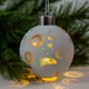 Елочный стеклянный шарик 8 см белый с LED подсветкой - изображение 1