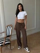 Женские брюки из льна-жатки 199 шоколад 42-44 - изображение 3