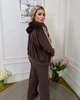 Бархатный спортивный костюм женский однотонный с лампасами двунитка 42-46 шоколад (коричневый) - изображение 6
