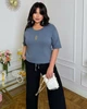 Футболка женская свободного кроя с кулиской однотонная 100% хлопок 52-54 серая - изображение 5