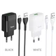 Мережевий зарядний пристрій з кабелем HOCO C72Q Glorious single port QC3.0 charger set(Micro) 18W White - зображення 4