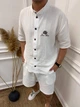 Мужской летний костюм Loro Piana рубашка + шорты белый M 4432 - изображение 1