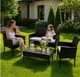 Комплект садовой мебели из ротанга Primaveo TREVISO, коричневый (диван + 2 кресла + столик + серые подушки) - изображение 4