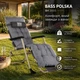 Садовый шезлонг серый Bass Polska BH 31015 с мягким матрасом и регулируемой спинкой нагрузки до 200 кг. - изображение 1