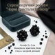 Сережки ручної роботи "Чорні кристали та бісер", 2 х 2 см - зображення 1