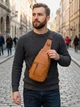 Сумка слинг через плечо мужская из натуральная кожи Vintage leather-20404 Рыжяя - изображение 2