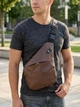 Сумка слинг через плечо мужская Vintage leather-20566 Коричневая - изображение 6