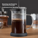 JD Original French Press Pot, скляний фільтр для кави ручного заварювання з потовщеного термостійкого скла, велика ємність 700 мл - изображение 7