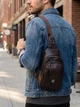 Сумка слинг через плечо мужская из натуральная кожи Vintage leather-21306 Коричневая - изображение 2