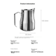 Оригинальная чашка для латте-арта JD с заостренным носиком и наклонным носиком, вспениватель молока из нержавеющей стали 304, декоративный кофейник, кувшин для латте-арта объемом 600 мл, серебристый цвет. - изображение 12