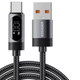 Кабель Essager USB-A to Type-C 100W 7A сірий з LED-дисплеєм, швидка зарядка та передача даних - зображення 1