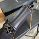 Женская кожаная сумка YSL Mini Nolita черного цвета с золотистой фурнитурой, через плечо, с цепочкой - изображение 4