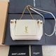 Женская кожаная сумка YSL Mini Nolita белого цвета с золотистой фурнитурой, через плечо, с цепочкой - изображение 1